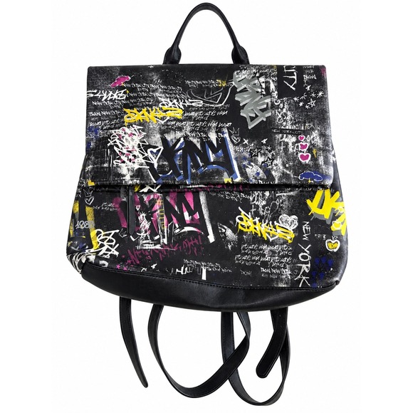 Dkny Handbags - DKNY Graffiti Backpack Black Multicolor Street Art Y2K Urban Travel Bag